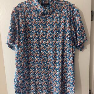 Daniel Cremieux Men's Blue and Orange Floral Shirt